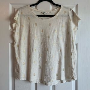 Boden Robyn Pineapple Tee, Ivory/Gold, Size L